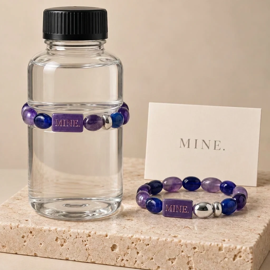 Afterglow — Amethyst / Cobalt; MINE. bottle band design visualization