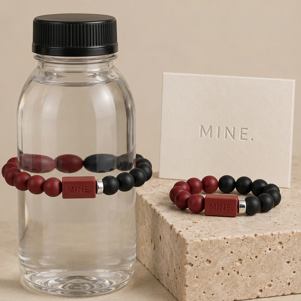 Cherry Bomb — Cherry / Ink; MINE. bottle band design visualization