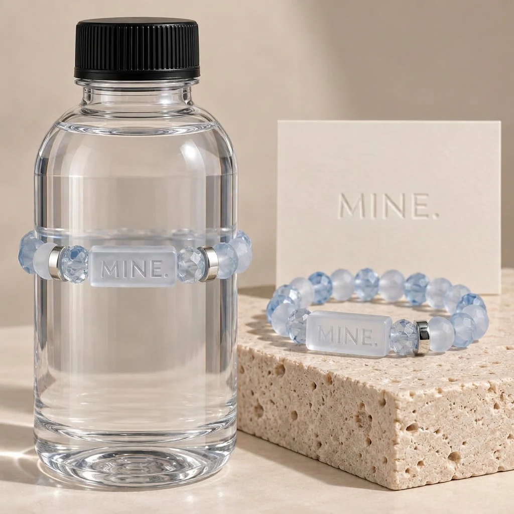 Ice Mode — Frost / Translucent blue; MINE. bottle band design visualization