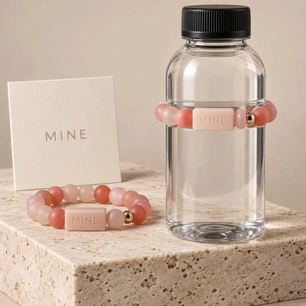 Pink Theory — Blush / Coral; MINE. bottle band design visualization
