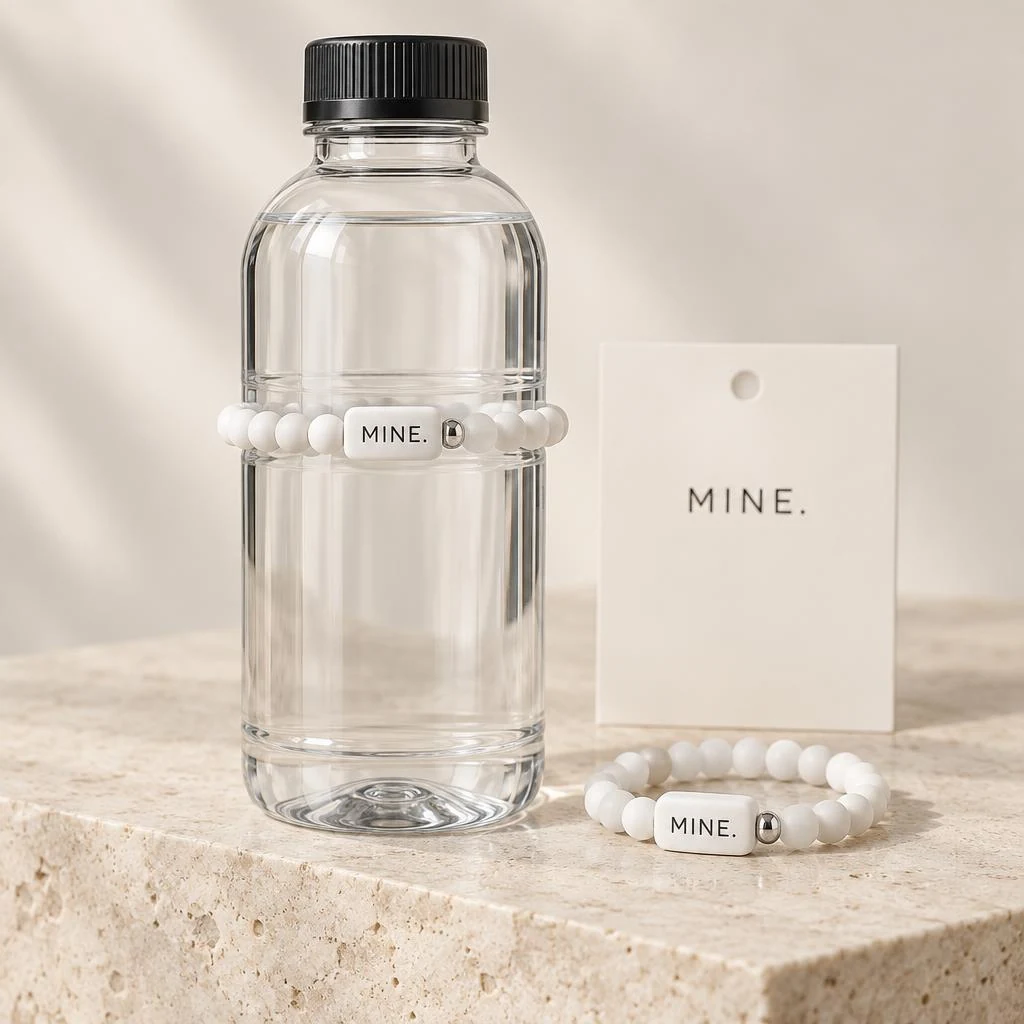 Cloud White; MINE. bottle band design visualization