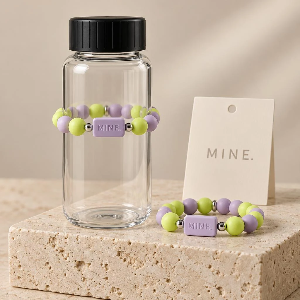 Neon Remix — Acid lime / Lilac; MINE. bottle band design visualization