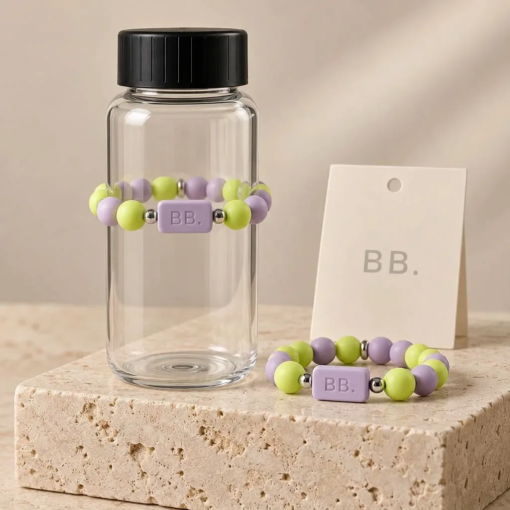 Neon Remix — Acid lime / Lilac; Bottle Bracelets bottle band design visualization